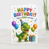 Cute Dinosaur Birthday Card for Kids – Happy Birth カード (正面)