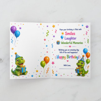 Cute Dinosaur Birthday Card for Kids – Happy Birth カード