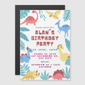 Cute Dinosaur Birthday Invitation マグネット招待状 (正面/裏面)