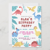Cute Dinosaur Birthday Invitation 招待状 (正面)