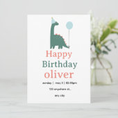 Cute Dinosaur Birthday Invitation for Kids, 招待状 (スタンド正面)