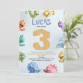 Cute Dinosaur Birthday Party for Kids 招待状 (スタンド正面)