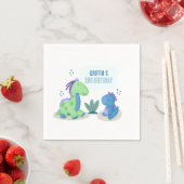 Cute Dinosaur Birthday Party Napkins スタンダードカクテルナプキン (インサイチュ)
