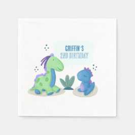 Cute Dinosaur Birthday Party Napkins スタンダードカクテルナプキン