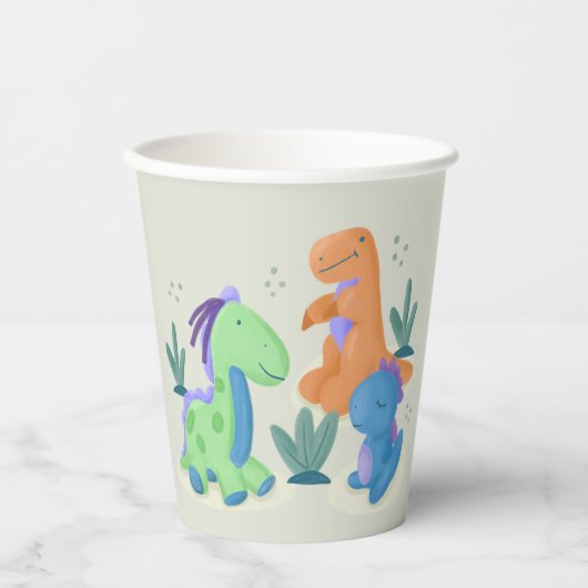 Cute Dinosaur Birthday Party Paper Cups 紙コップ (正面)