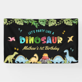 Cute Dinosaur Boy First Birthday Party 横断幕