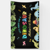 Cute Dinosaur Boy First Birthday Party 横断幕 (縦)