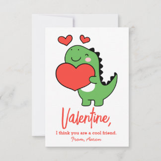 Cute Dinosaur Boys Kids Classroom Valentines Day ノートカード