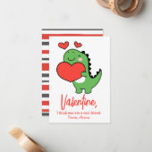 Cute Dinosaur Boys Kids Classroom Valentines Day ノートカード (正面/裏面インサイチュ)