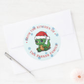 Cute Dinosaur Christmas From Our Kitchen Stickers ラウンドシール (封筒)