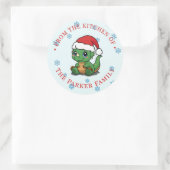 Cute Dinosaur Christmas From Our Kitchen Stickers ラウンドシール (バッグ)