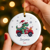 Cute dinosaur christmas lights custom セラミックオーナメント