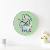 Cute Dinosaur Clock- Brachiosaurus ラージ壁時計 (ホーム)