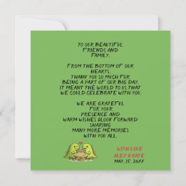 Cute Dinosaur Couple Wedding Thank You Card サンキューカード