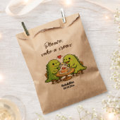 Cute Dinosaur Couple Wedding Treat フェイバーバッグ (クリップ留めされた状態)