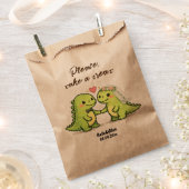 Cute Dinosaur Couple Wedding Treat フェイバーバッグ (クリップ留めされた状態)
