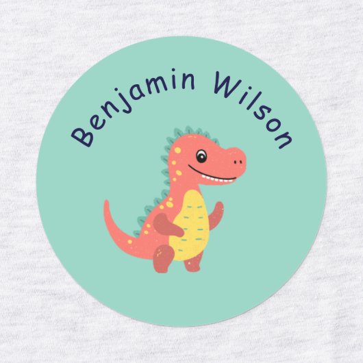 Cute Dinosaur Custom Kids Name  ラベル (デザイン2)