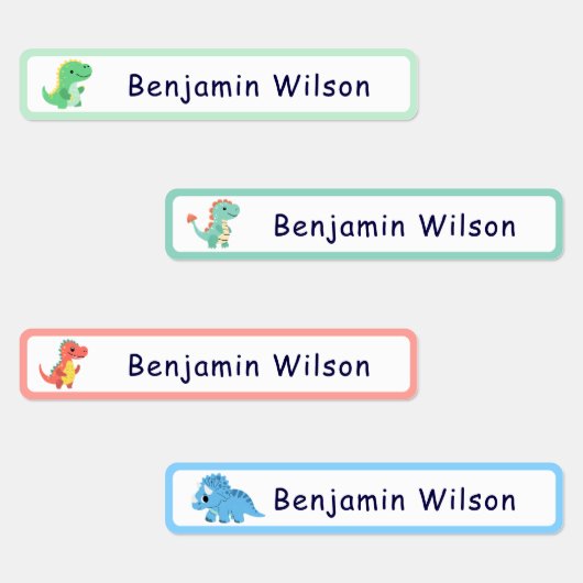 Cute Dinosaur Custom Kids Name  ラベル (グループ)