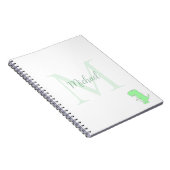 Cute Dinosaur Custom Name Initial  ノートブック (右側)