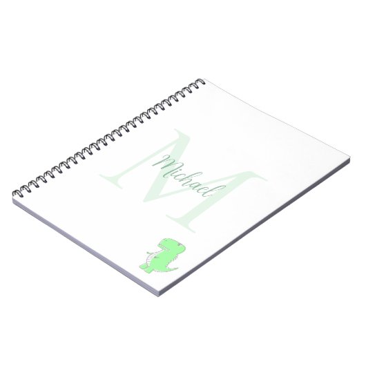 Cute Dinosaur Custom Name Initial ノートブック (左側)