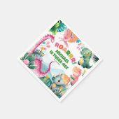 Cute Dinosaur Dig Prehistoric Kids 3rd Birthday スタンダードカクテルナプキン (角)