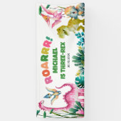 Cute Dinosaur Dig Prehistoric Kids 3rd Birthday 横断幕 (縦)