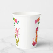 Cute Dinosaur Dig Watercolor Dino Kids Birthday  紙コップ (右)