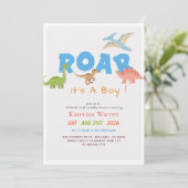 Cute Dinosaur Dino Baby Boy Baby Shower 招待状 (スタンド正面)