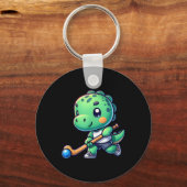 Cute Dinosaur Field Hockey Team Player キーホルダー (正面)