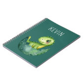 Cute Dinosaur Gender Neutral Watercolor Custom Kid ノートブック (左側)