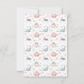 Cute Dinosaur Girl Birthday Party サンキューカード (裏面)