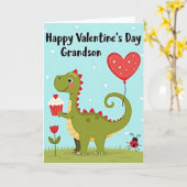 Cute Dinosaur Grandson Valentine Card カード (黄色い花)