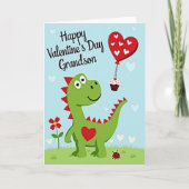 Cute Dinosaur Grandson Valentines Card カード (正面)