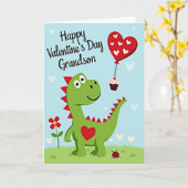 Cute Dinosaur Grandson Valentines Card カード (黄色い花)