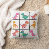 Cute Dinosaur Grid Design with Nine Colorful Dino  クッション (ブランケット)