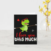 Cute Dinosaur I Love You This Much Valentines Day  カード (黄色い花)