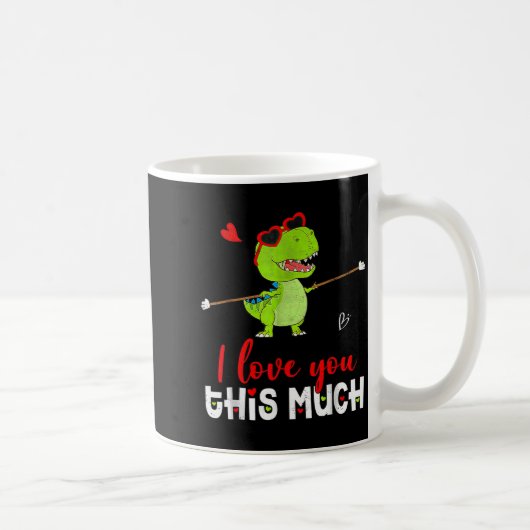 Cute Dinosaur I Love You This Much Valentines Day  コーヒーマグカップ (右)