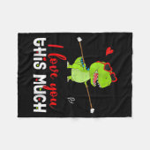 Cute Dinosaur I Love You This Much Valentines Day  フリースブランケット (正面(横))