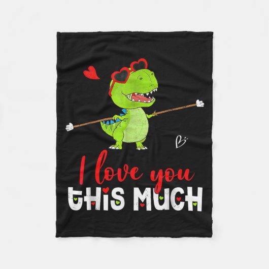 Cute Dinosaur I Love You This Much Valentines Day  フリースブランケット (正面)