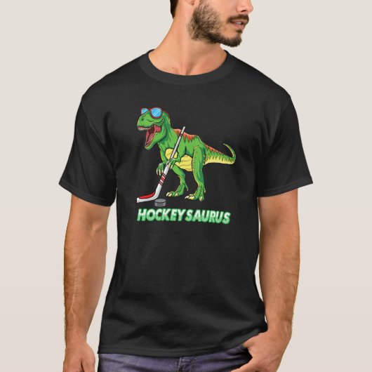 Cute Dinosaur Ice Hockey Trex Kids Boys funny ice  Tシャツ (正面)