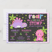 Cute Dinosaur Joint Birthday  招待状 (正面)