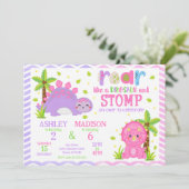 Cute Dinosaur Joint Birthday  招待状 (スタンド正面)