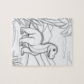 Cute Dinosaur Jungle Animal Coloring Puzzle ジグソーパズル (横)