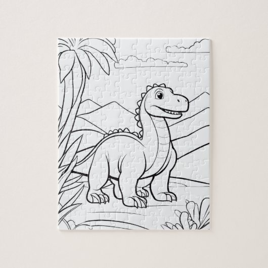 Cute Dinosaur Jungle Animal Coloring Puzzle ジグソーパズル (縦)