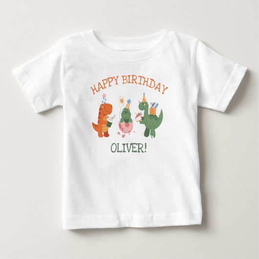 Cute Dinosaur Kids Birthday Guest of Honor T-Shirt ベビーTシャツ (正面)