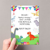 Cute Dinosaur Kids Birthday Invitation アクリル招待状 (インサイチュ (ポータブル))
