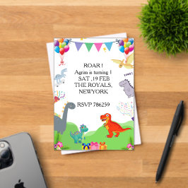 Cute Dinosaur Kids Birthday Invitation アクリル招待状