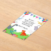 Cute Dinosaur Kids Birthday Invitation アクリル招待状 (レイダウン)