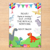 Cute Dinosaur Kids Birthday Invitation アクリル招待状 (正面)