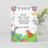 Cute Dinosaur Kids Birthday Invitation 招待状 (スタンド正面)